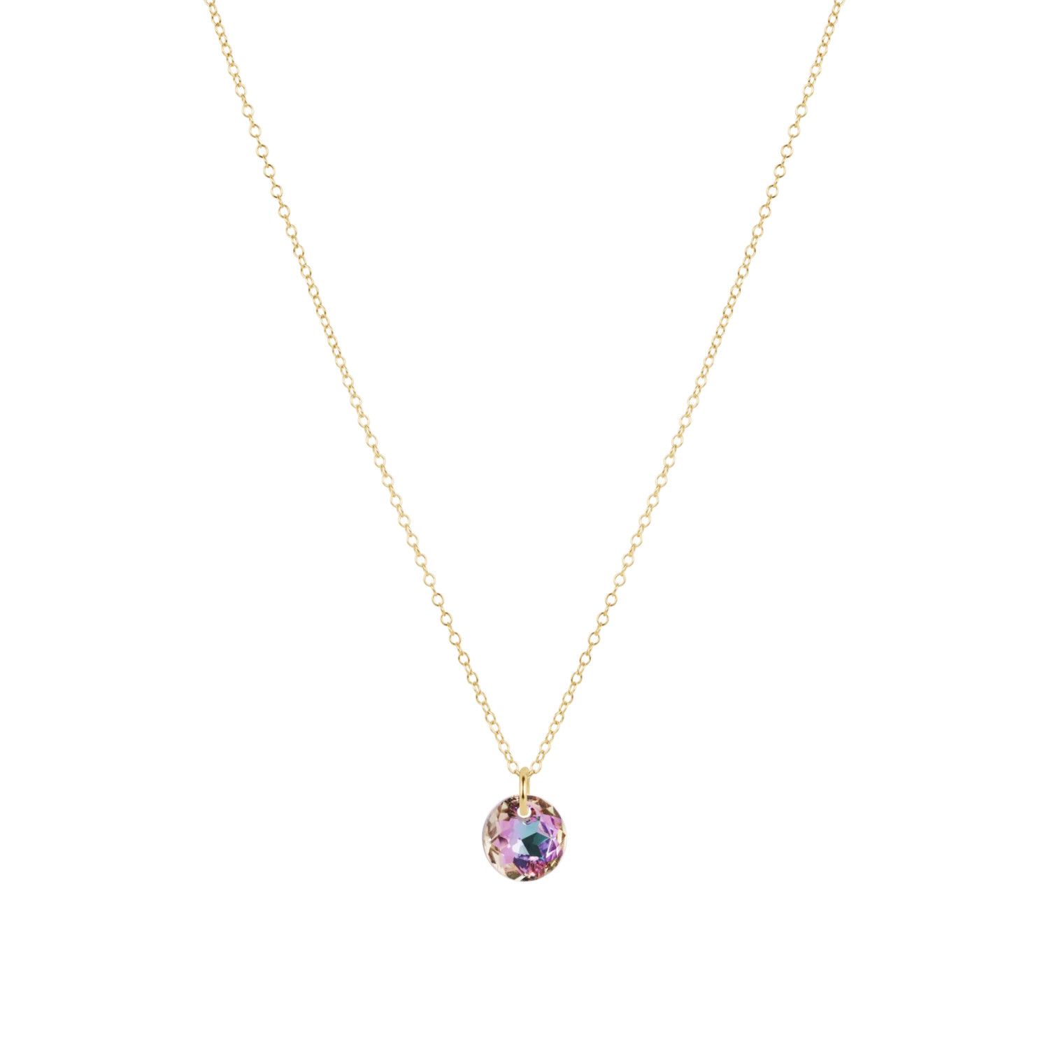 16" Necklace Gold Reflection Light Amethyst