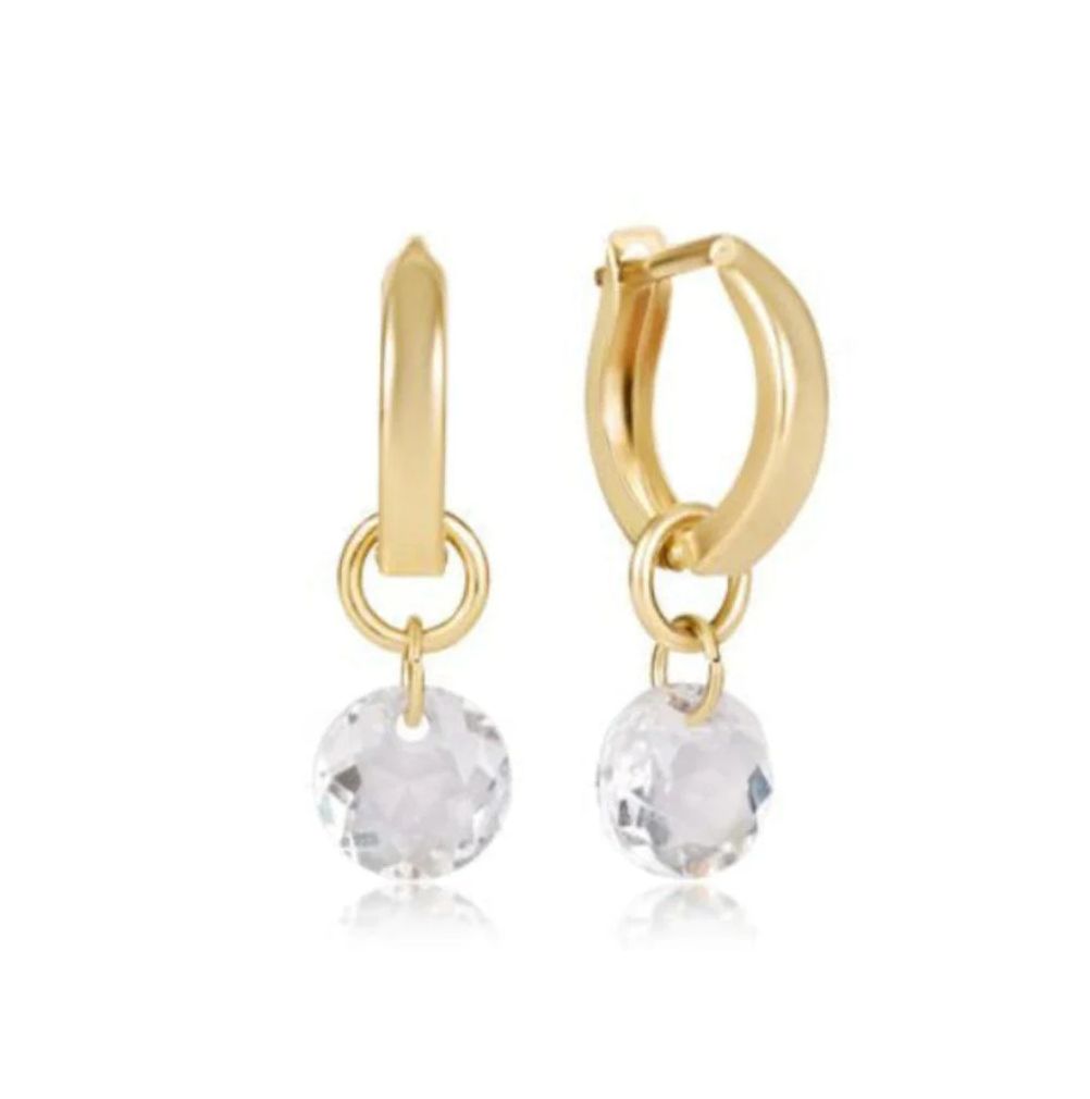 Huggie Gold 0.5" Hoop  Reflection Crystal
