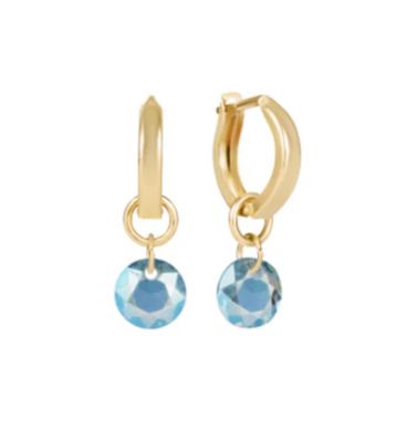 Huggie Gold 0.5" Hoop  Reflection Aqua