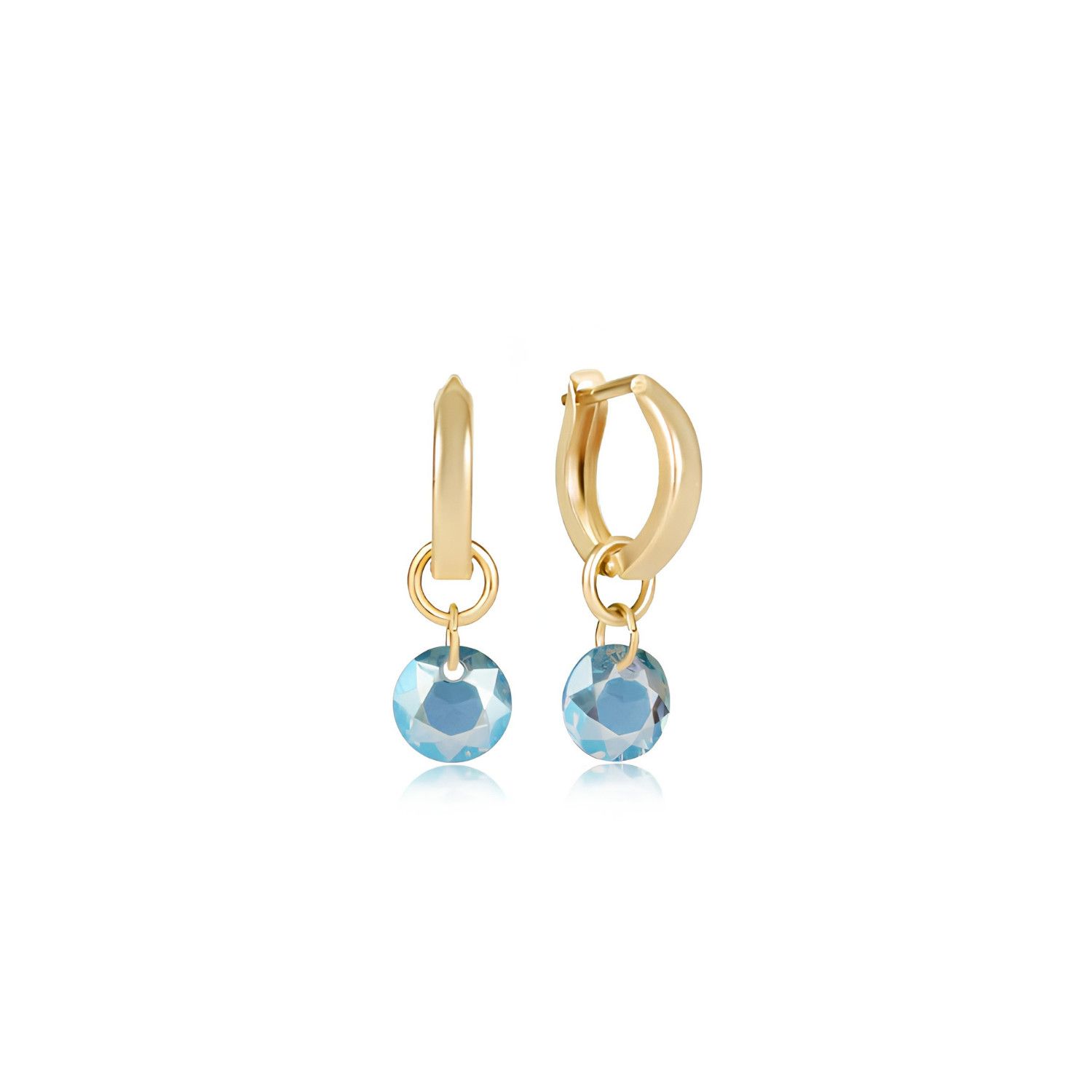 Huggie Gold 0.5" Hoop Reflection Aqua