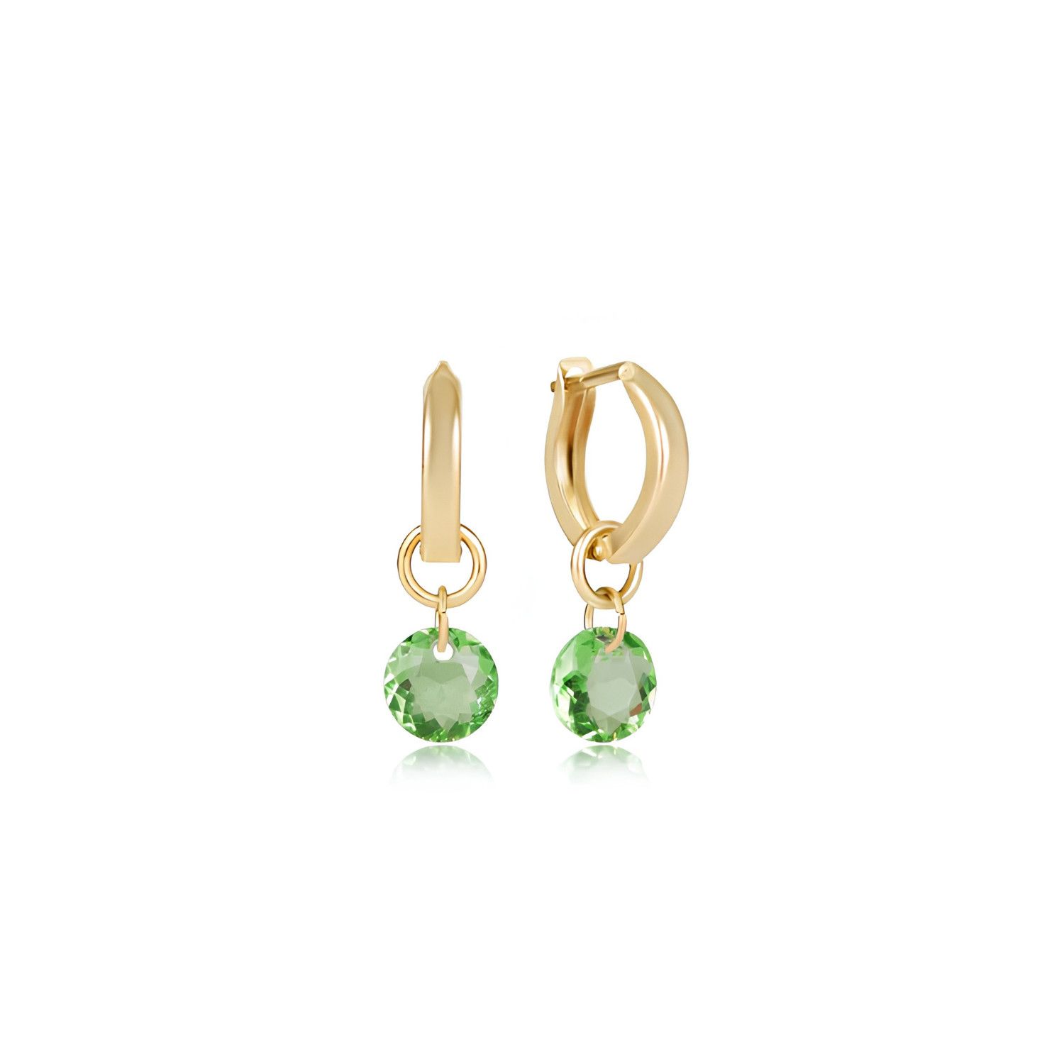 Huggie Gold 0.5" Hoop Reflection Peridot