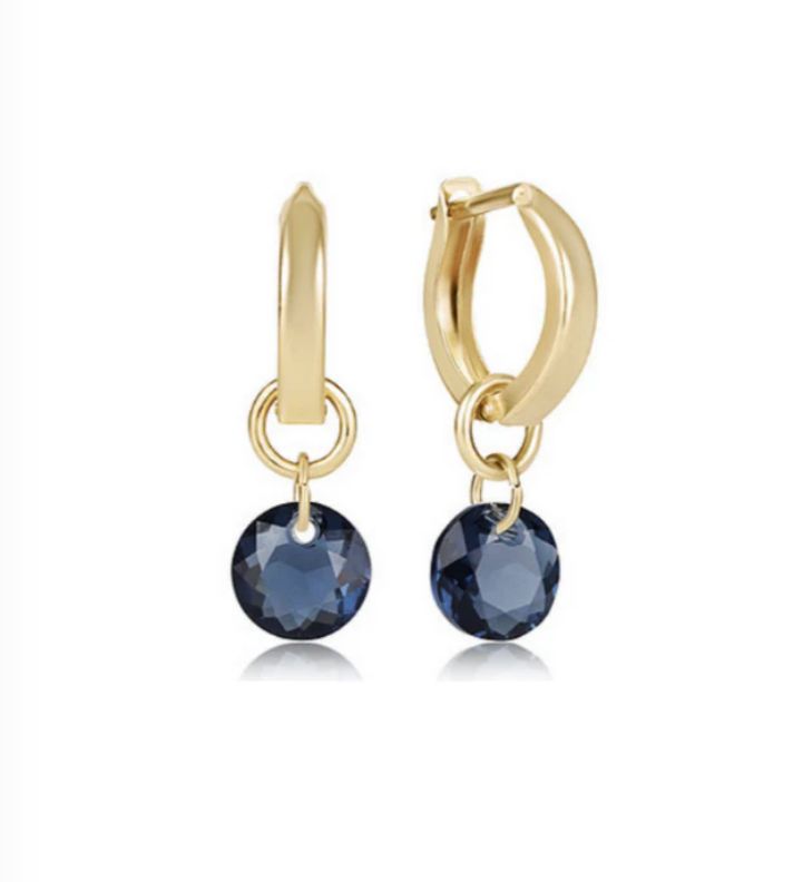 Huggie Gold 0.5" Hoop  Reflection Sapphire
