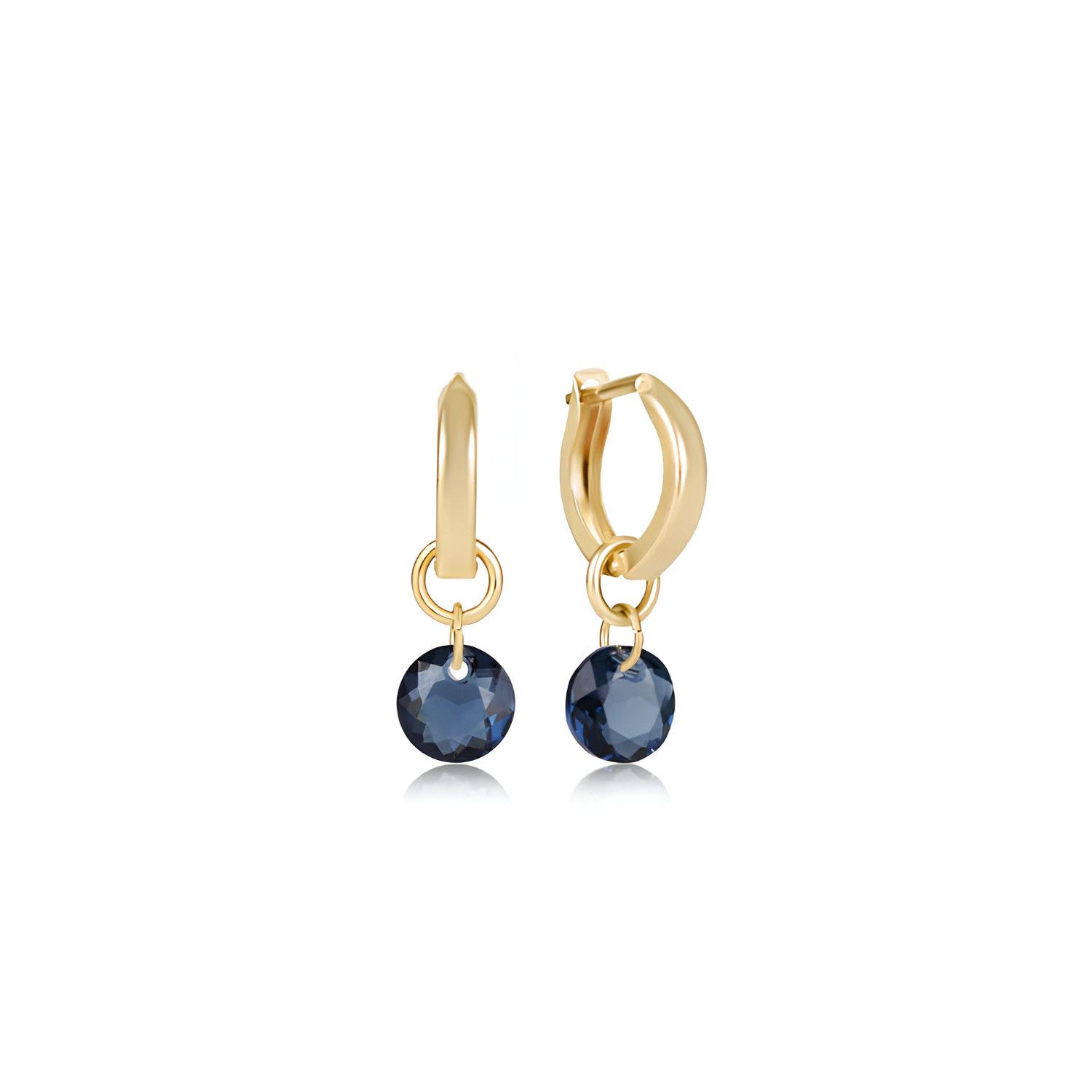 Huggie Gold 0.5" Hoop Reflection Sapphire