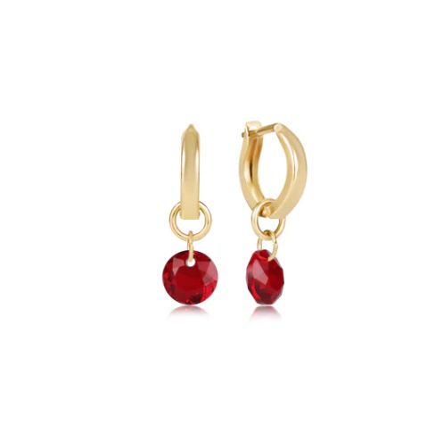 Huggie Gold 0.5" Hoop  Reflection Garnet