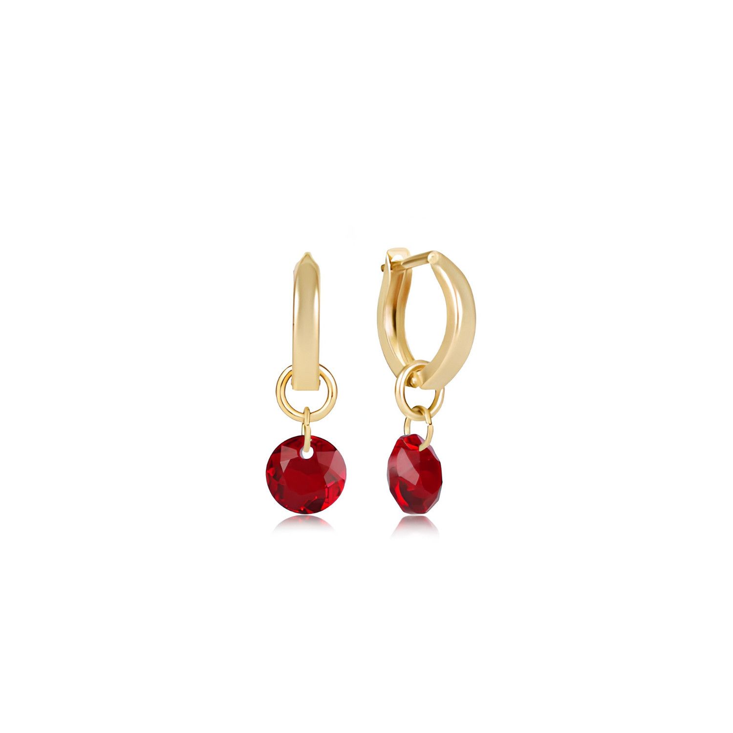 Huggie Gold 0.5" Hoop  Reflection Garnet