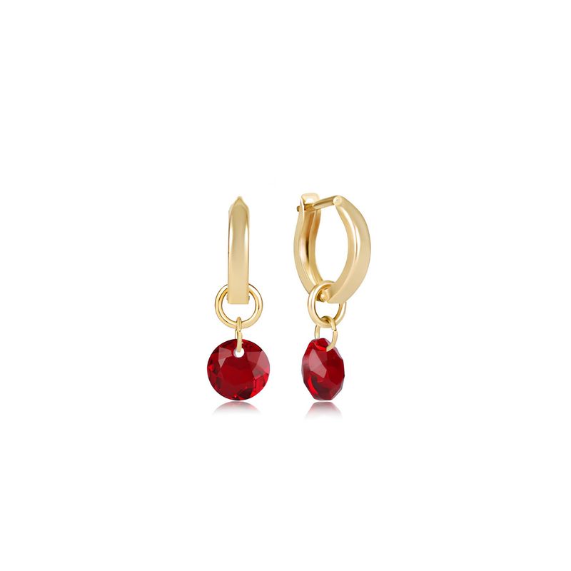Huggie Gold 0.5" Hoop  Reflection Garnet