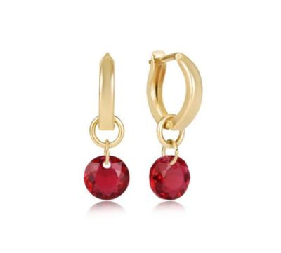 Huggie Gold 0.5" Hoop  Reflection Ruby