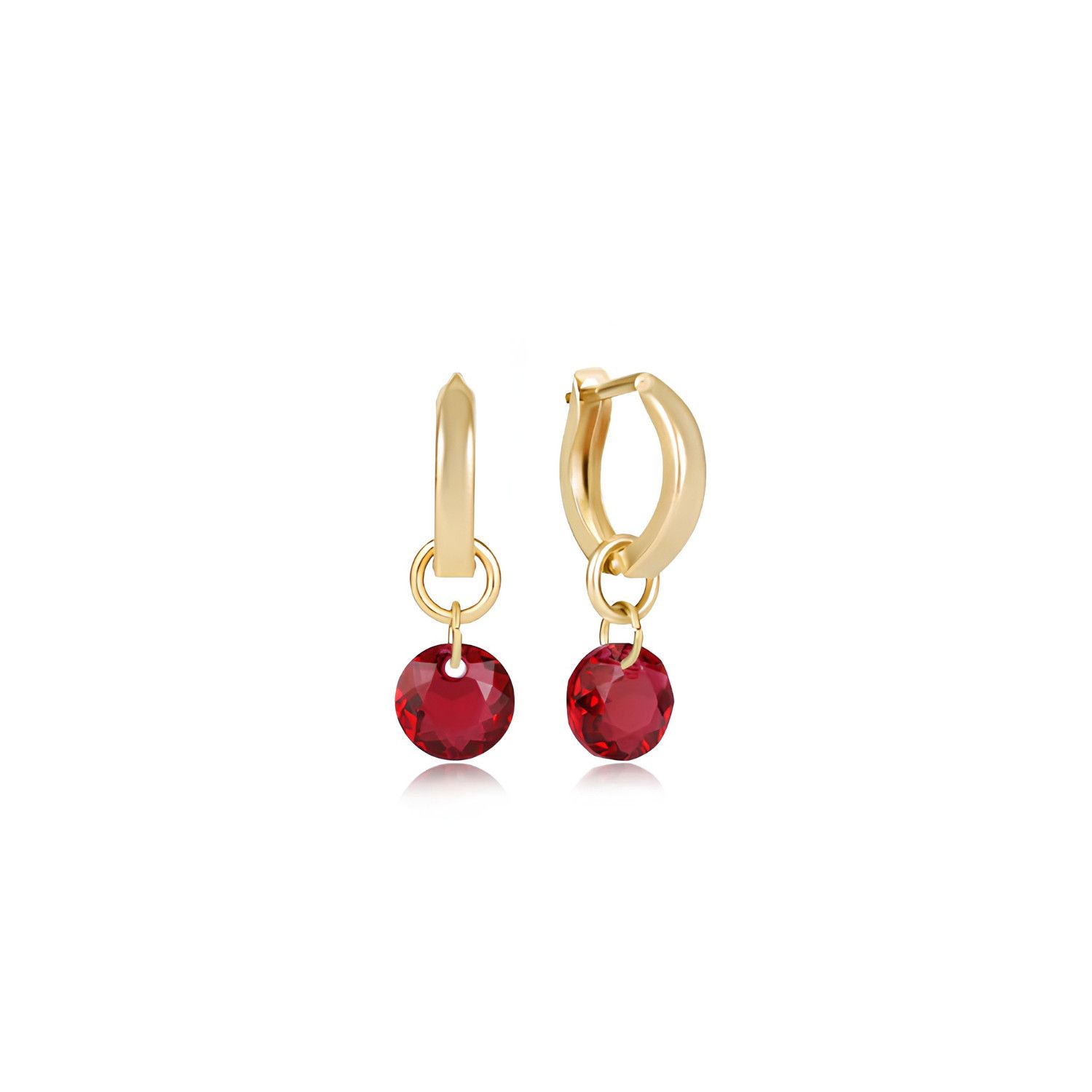Huggie Gold 0.5" Hoop Reflection Ruby