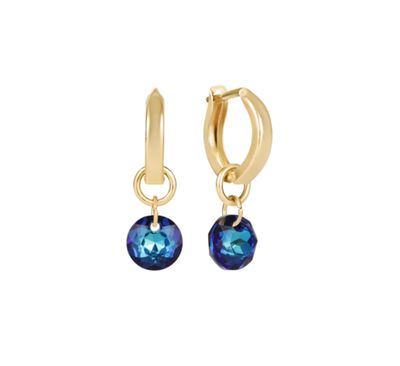 Huggie Gold 0.5" Hoop  Reflection Blue Zircon