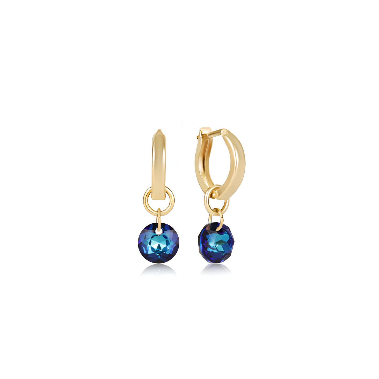 Huggie Gold 0.5" Hoop Reflection Blue Zircon