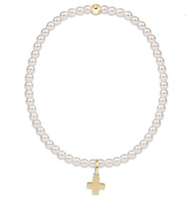 Extends Classic Pearl 3mm Bracelet - Signature Cross