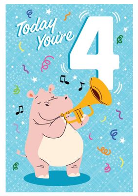 4th Hippo Birthday Card