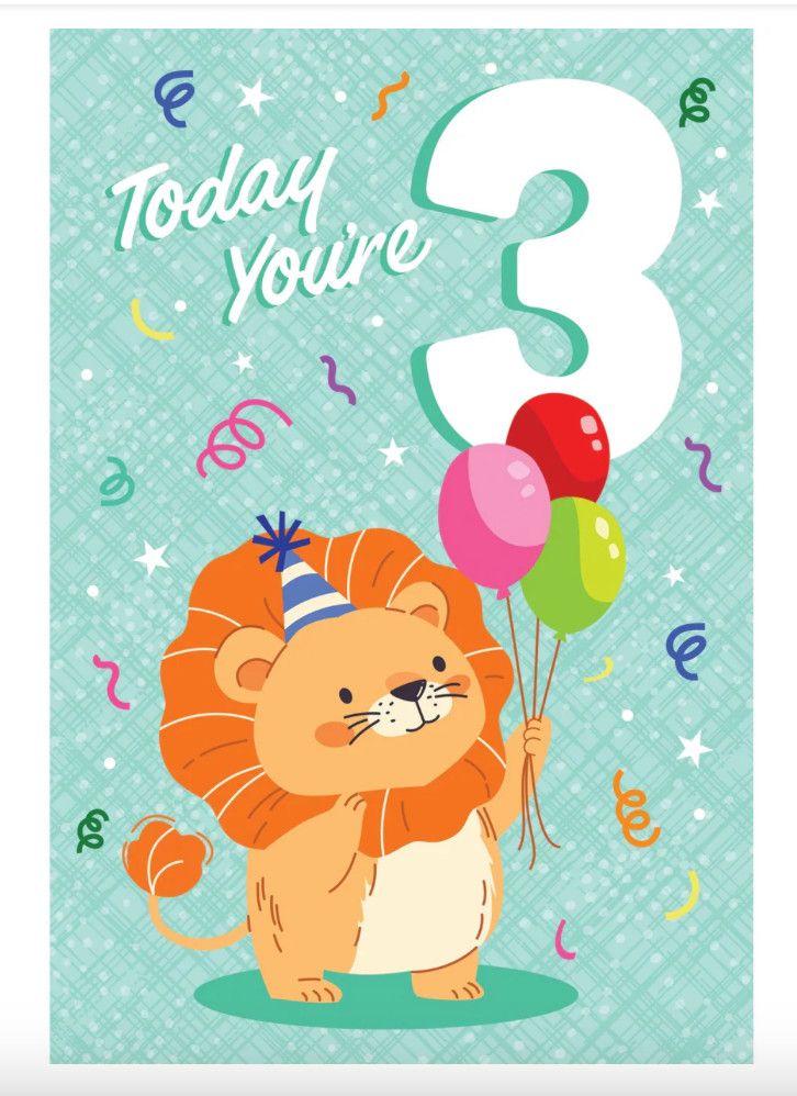 3rd Lion Birthday Card