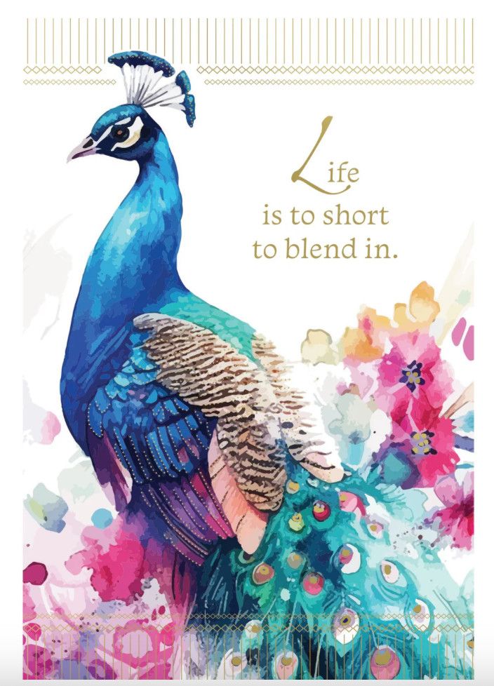 Peacock &amp; Flowers Birthday Card