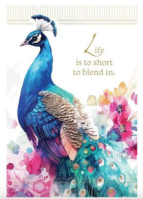Peacock &amp; Flowers Birthday Card