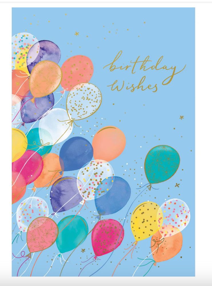 Flying Balloons Birthday Card
