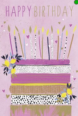 Purple Birthday Cake Card