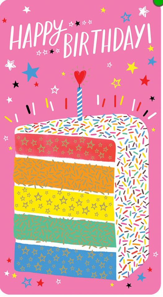 Rainbow Birthday Cake Money Holder Card