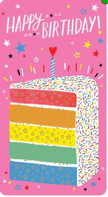 Rainbow Birthday Cake Money Holder Card