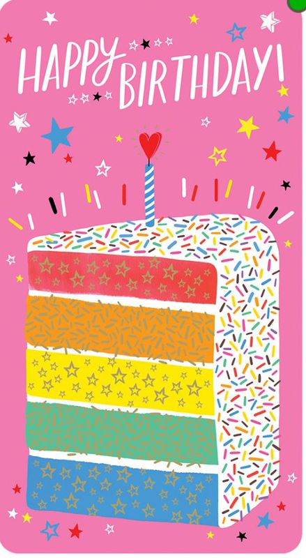 Rainbow Birthday Cake Money Holder Card