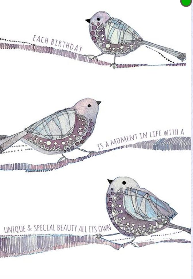 Aubergine Birds Birthday Card