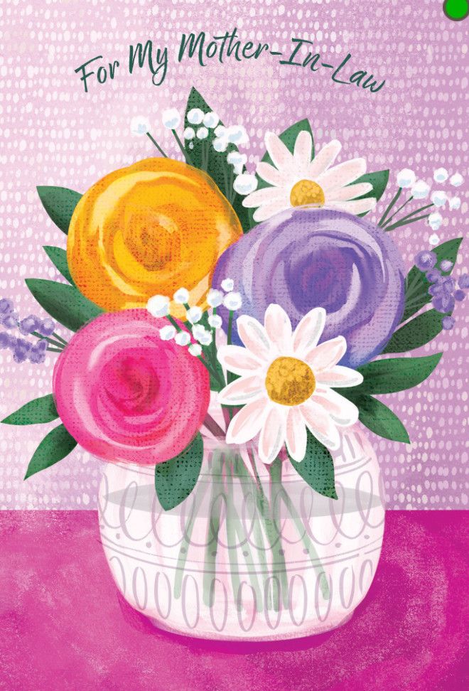 Mother In Law Glass Vase Birthday Card