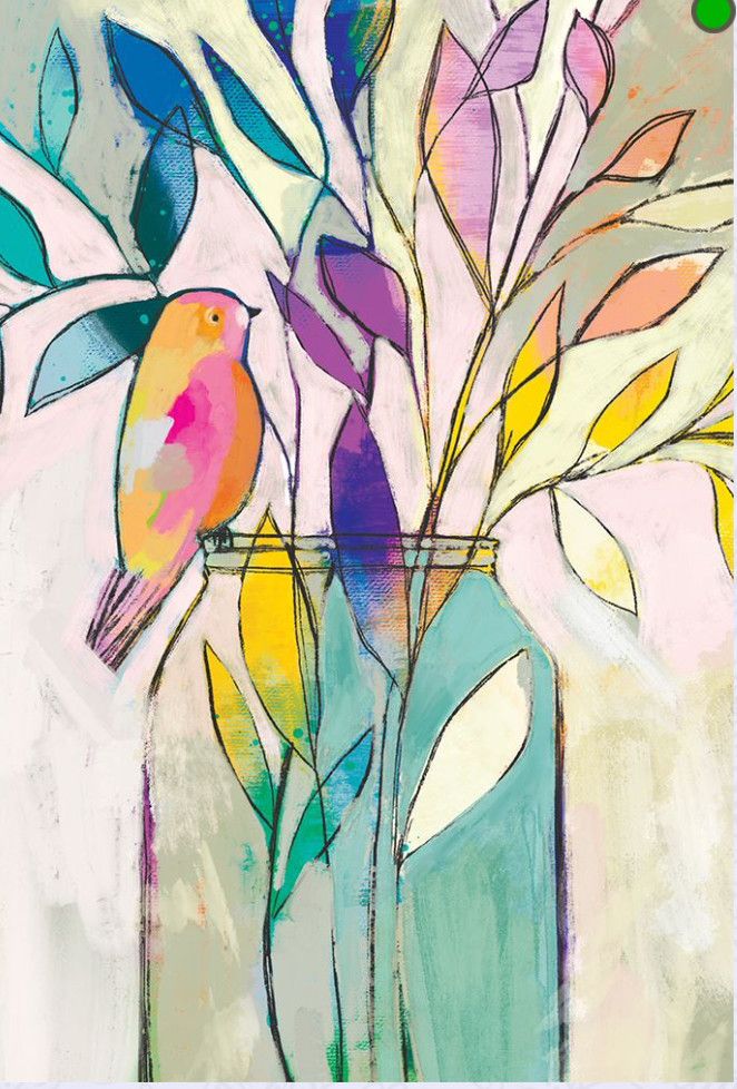 Thinking Of You Stained Glass Bird Card