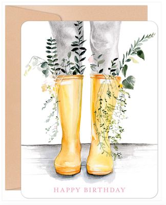 Happy Birthday Garden Boots Card