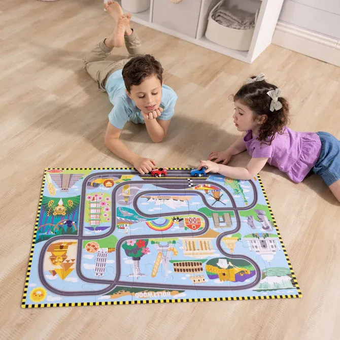 Race Track Floor Puzzle &amp; Play Set