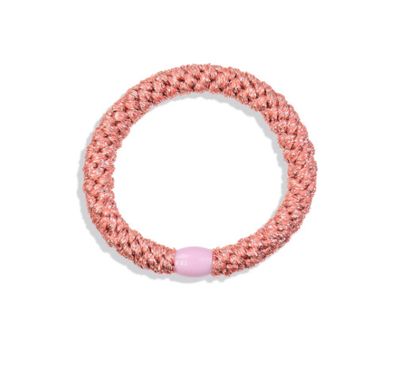 Coral Glitter Hair Tie
