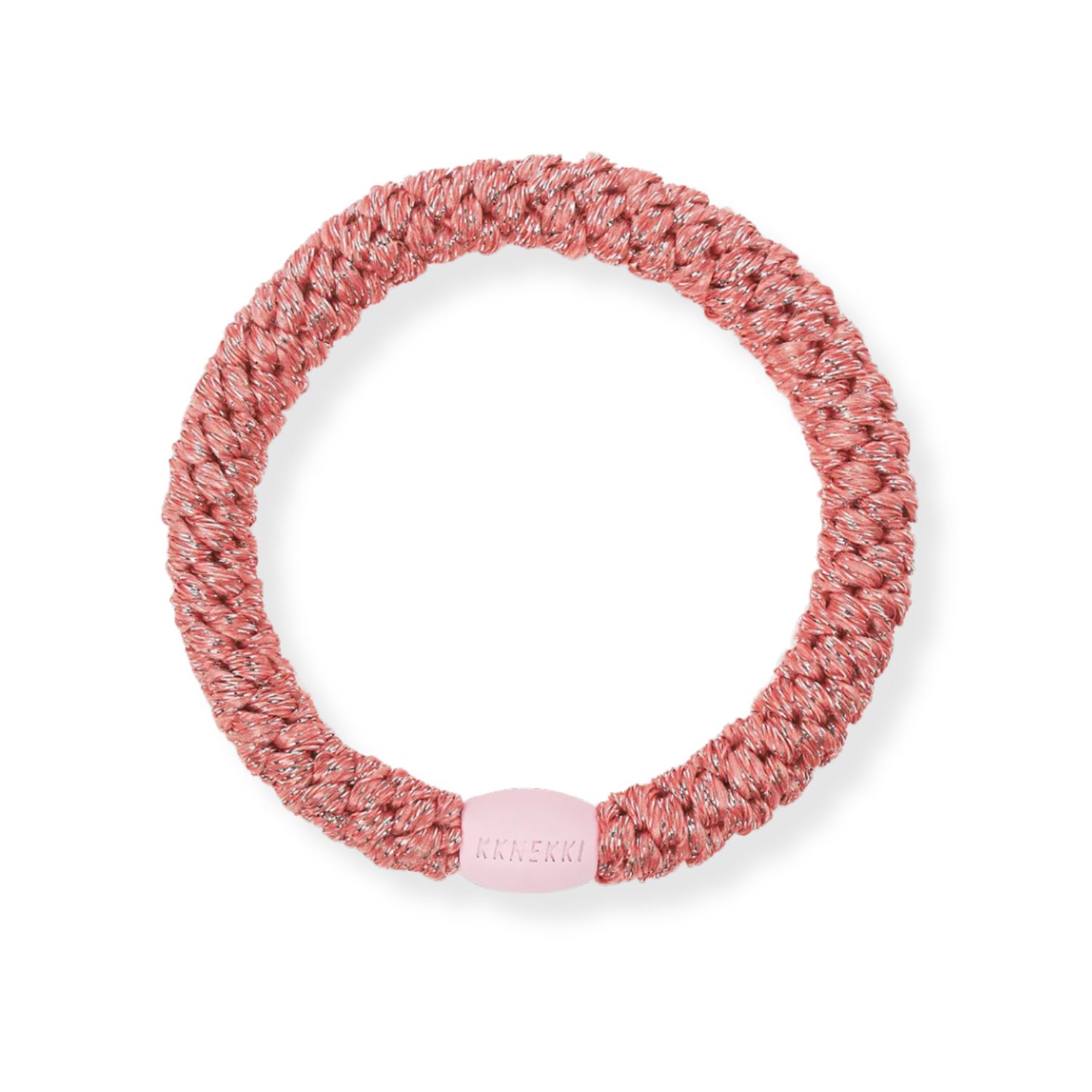 Coral Glitter Hair Tie