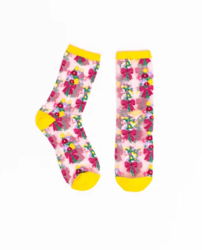 Bouquets All Day Shimmer Sheer Crew Sock
