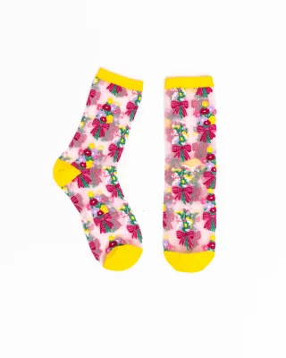 Bouquets All Day Shimmer Sheer Crew Sock