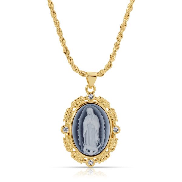 French Blue Cameo MaryNecklace