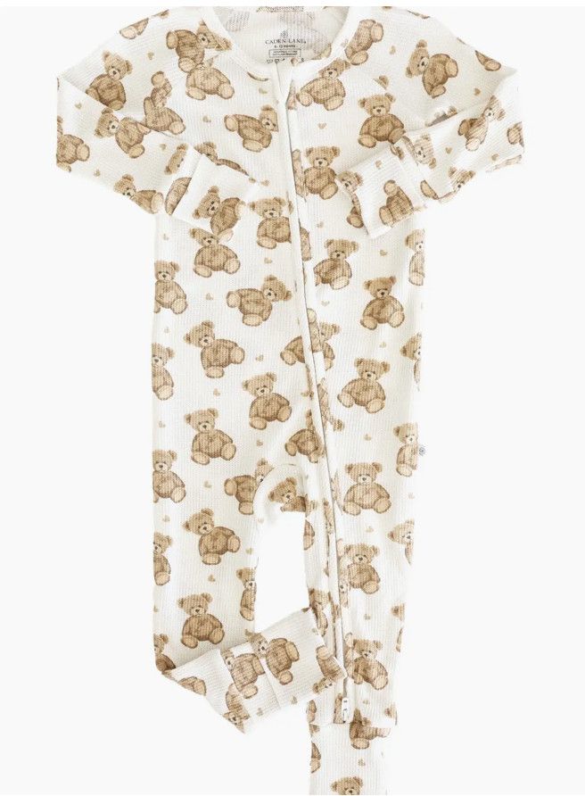 Beary Sweet Bamboo Waffle Convertible Zip Romper, Size: 0-3m