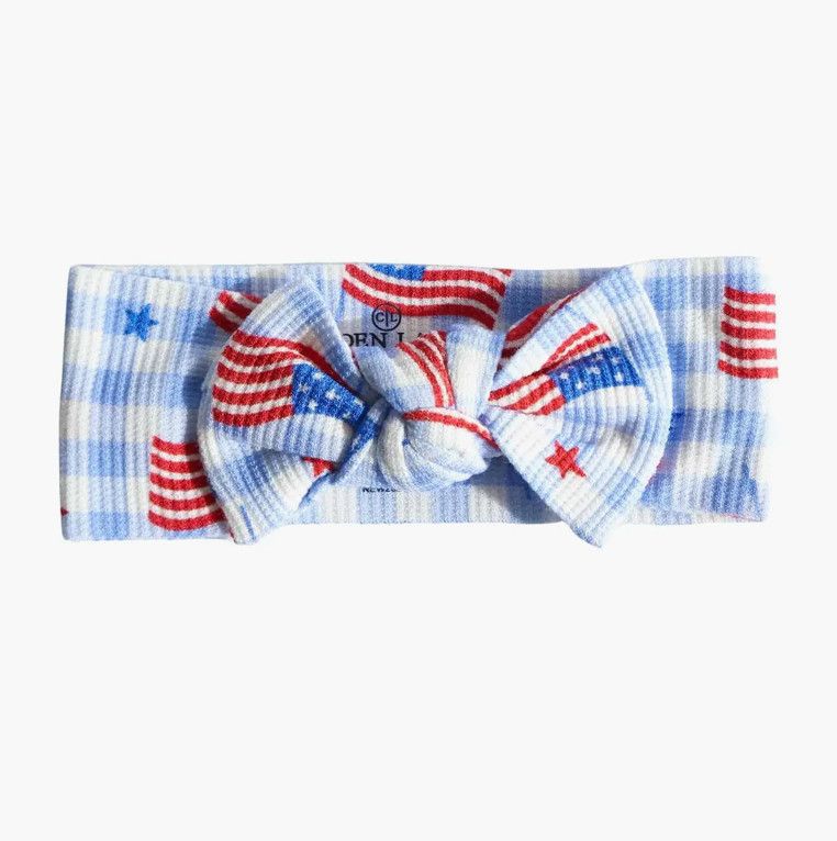 Bamboo Waffle Knit Large Bow Headwrap | Star-Spangled Picnic