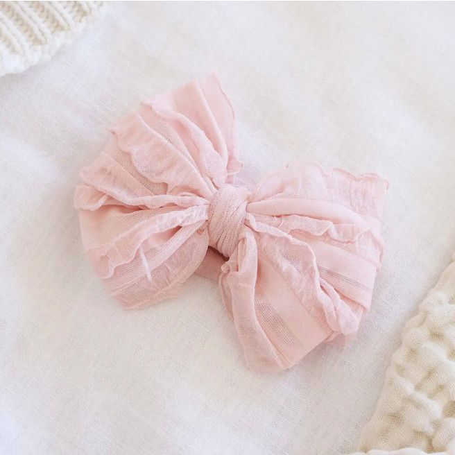 Pink Large Ruffle Knit Bow