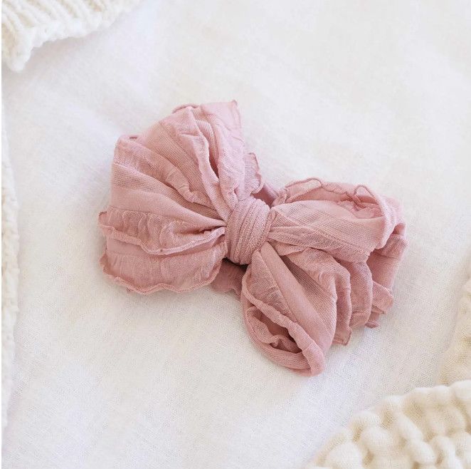 Rose Quartz Large Ruffle Knit Bow