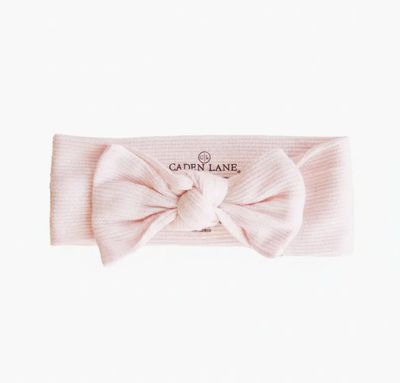 Pearl Pink Bamboo Waffle Knit Large Bow Headwrap