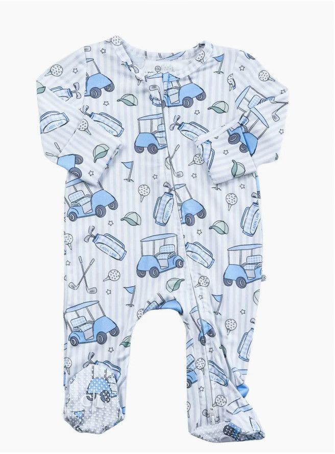 Zipper Footie | Caddie Crew Blue, Size: Newborn