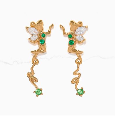 Disney Tinker Bell Pixie Dust Gold Earrings