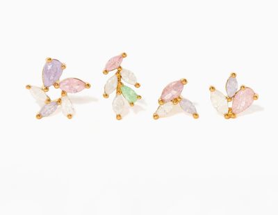 Gold Pastel Leaf Stud Set