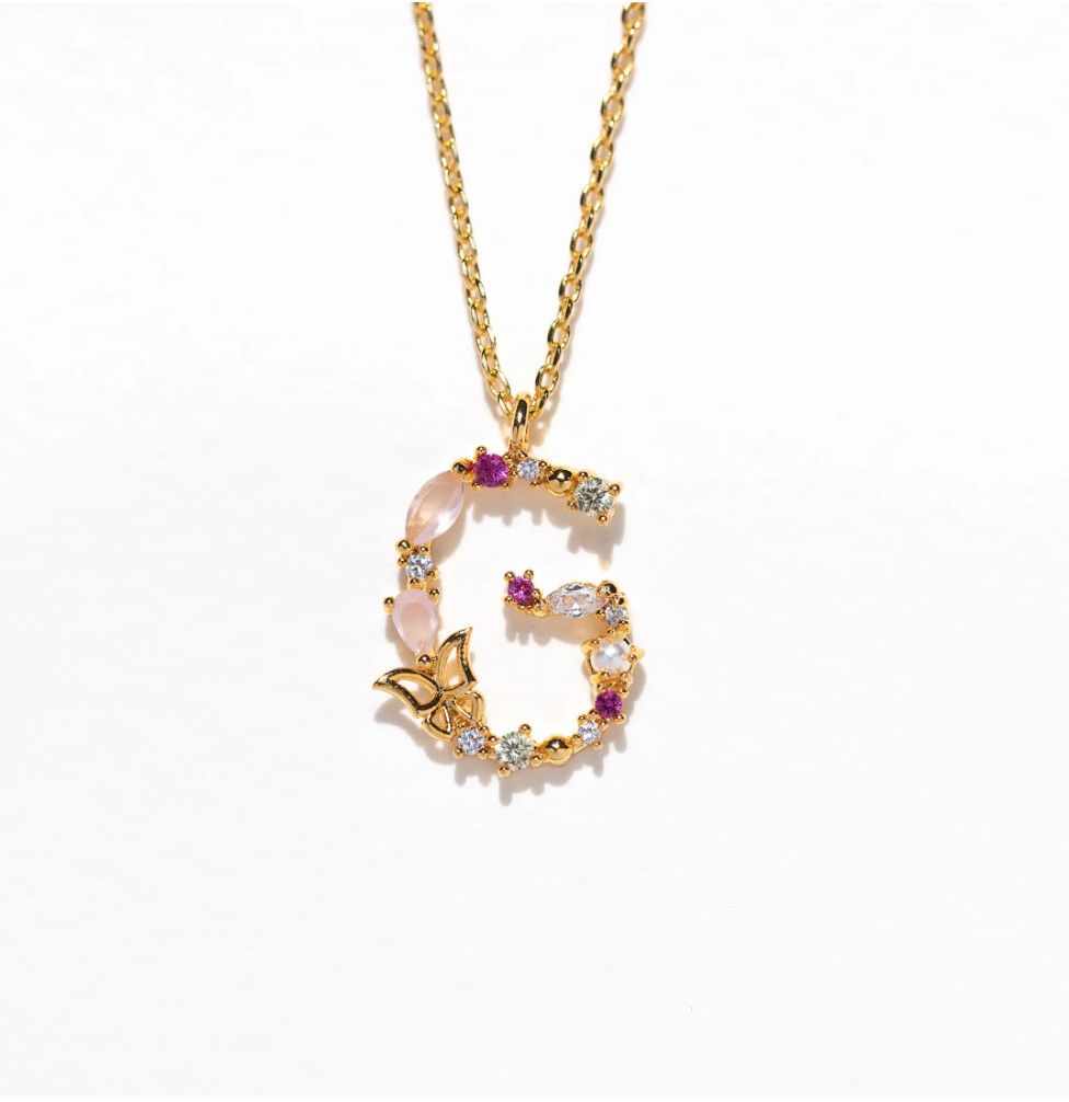 Flutterfly Stone Initial G Necklace