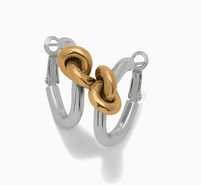 Interlok Single Knot Two Tone Hoop Earrings