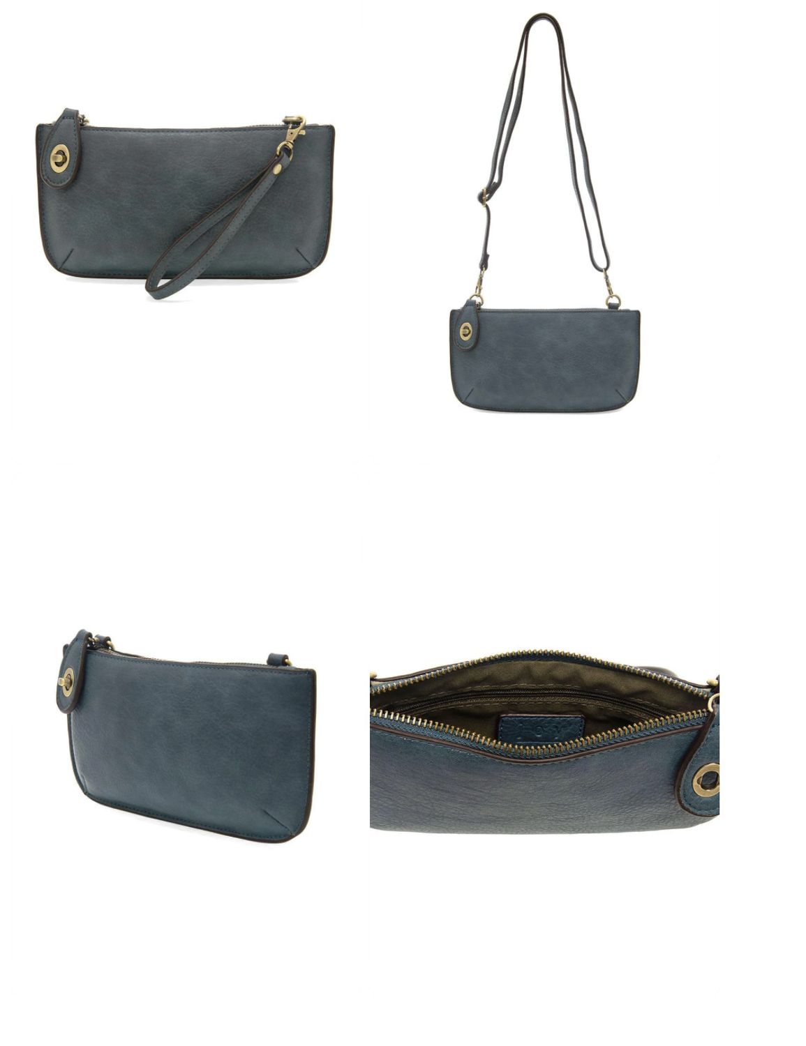 Washed Denim Mini Crossbody Wristlet Clutch