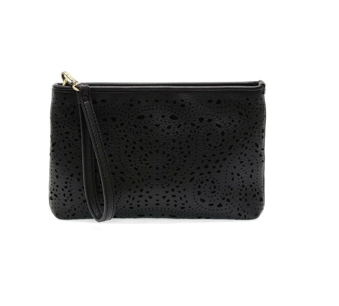 Black Lazer Cut Eyelet Quinn Convertible Crossbody Clutch