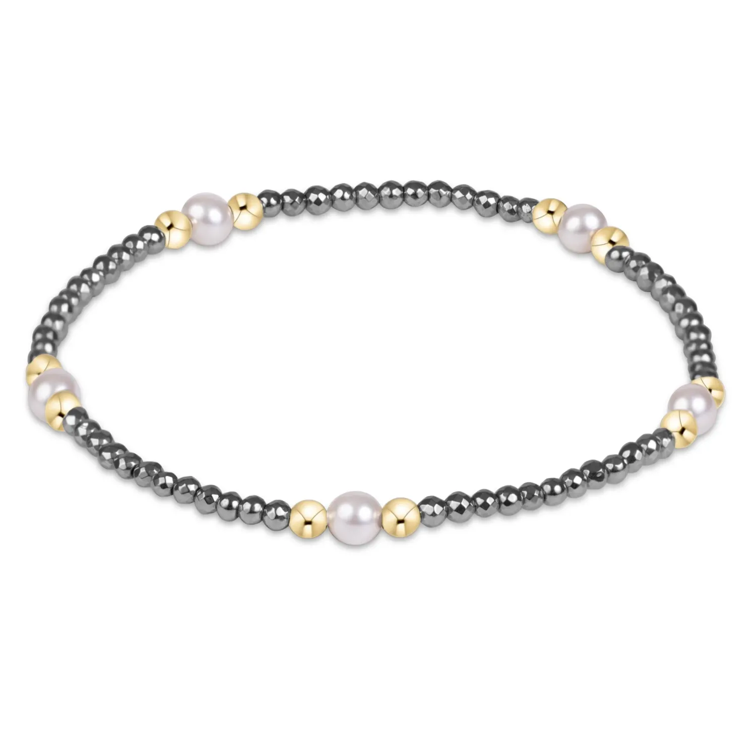Purpose Pearl 4mm Silver  Faceted Hematite Bracelet