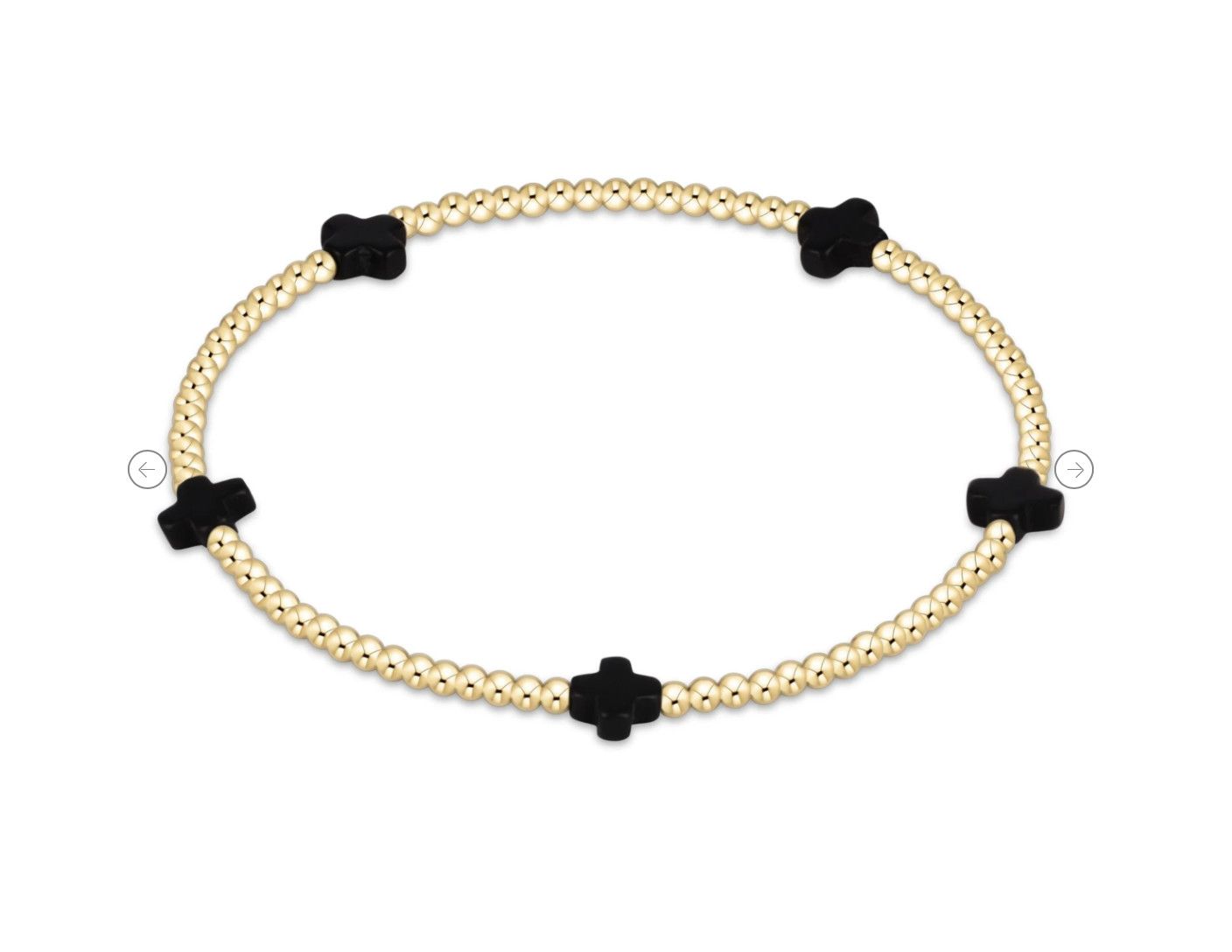 Signature Cross Small 2mm Gold Bracelet Onyx