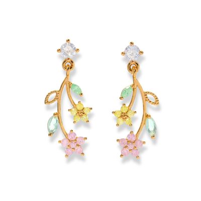 Flower Stem Dangle Earrings