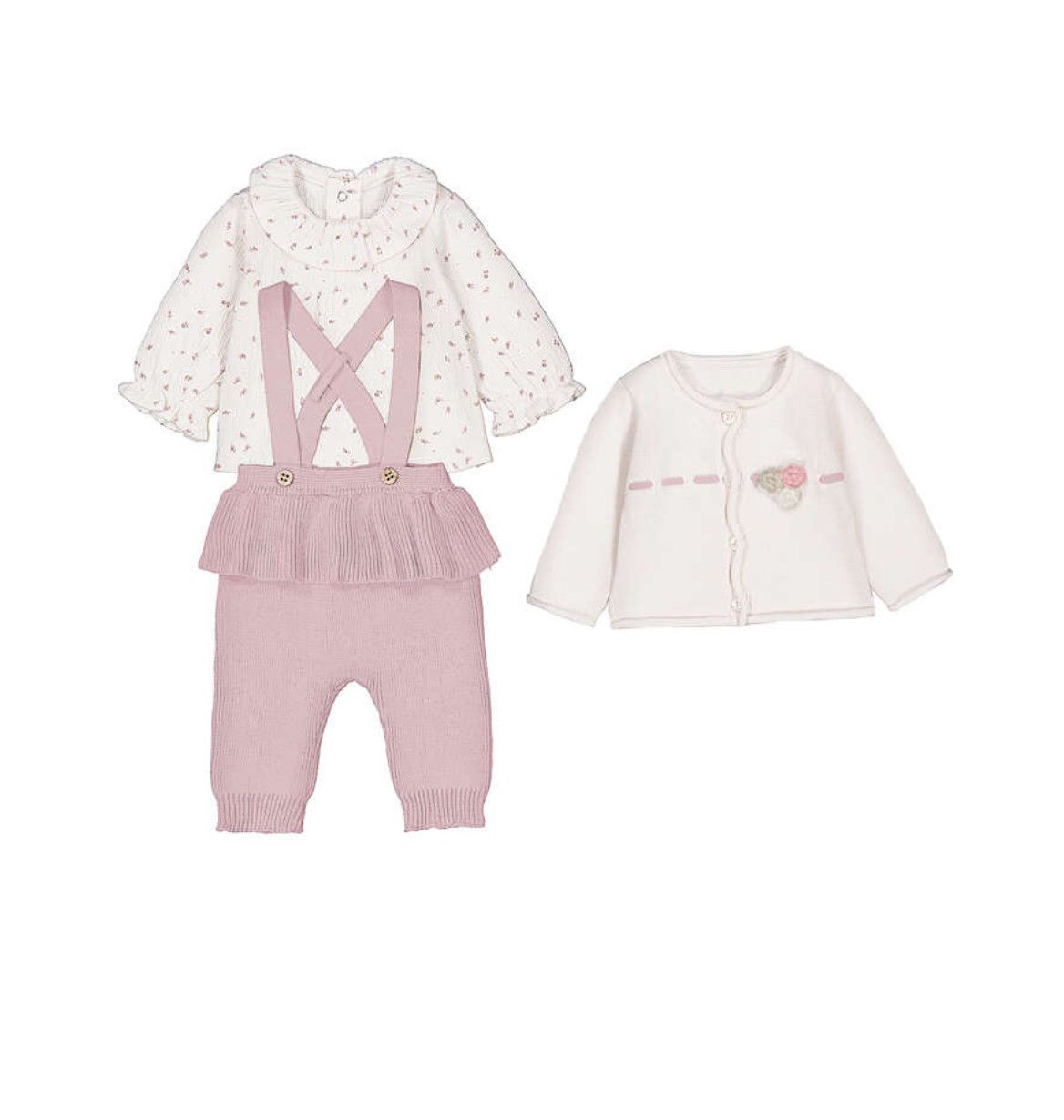 Baby Rose Pink Knit 3pcs Set, Size: 0-1